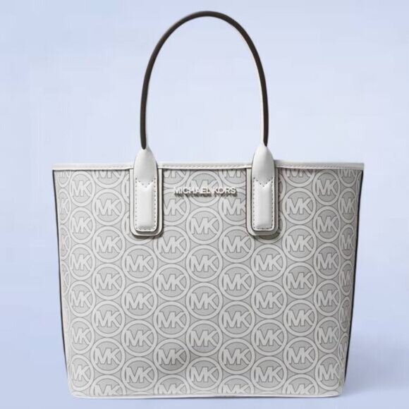 Michael Michael Kors Jodie Small Logo Jacquard Tote Bag - Optic White - Picture 1 of 10